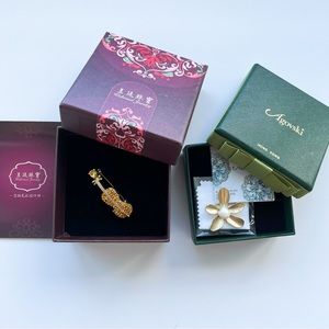 Bundle with box - Gold Floral Flower with Pearl and Violin
